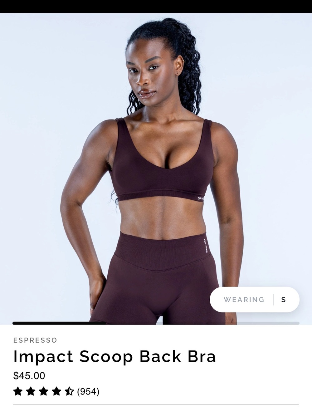Impact Scoop Back Bra - Espresso